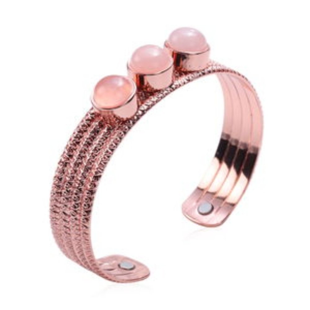 Magnetic By Design Three Buttons Design Pattern Copper Cuff Bracelet